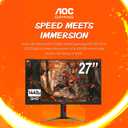 AOC CQ27G4ZH 27" Curved Gaming Monitor, QHD 2K 2560x1440, 1500R VA, 300Hz 0.3ms MPRT, HDMI x2, DP x1, Height Adjustable Stand, HDR, 3-Year Zero-Bright-dot