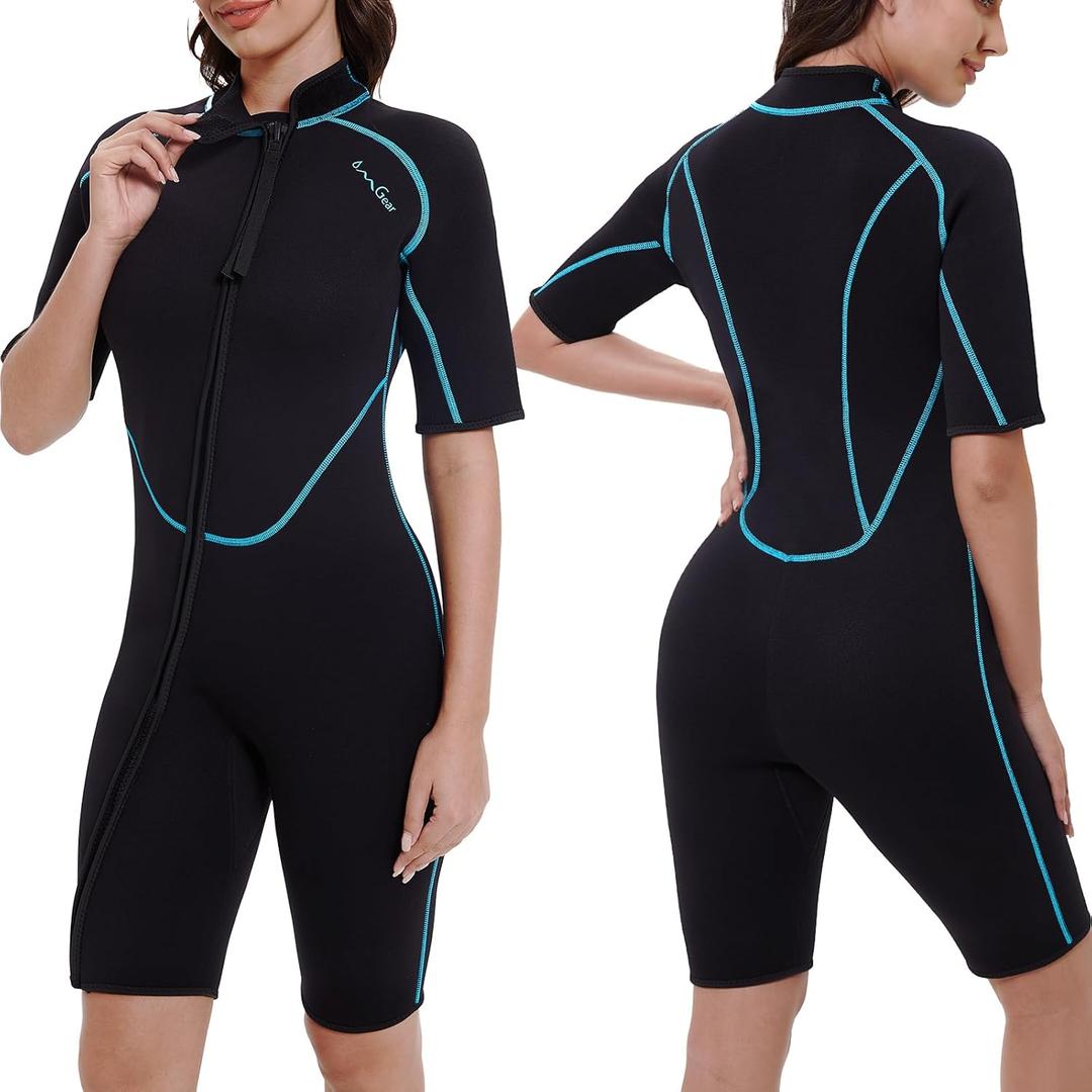OMGear Wetsuit Men Women 3mm Neoprene Full Body UV Protection One Piece Long Sleeves Scuba Diving Suits Back Zipper Swimsuit for Scuba Diving Surf Snorkeling Swimming (3X-Large)