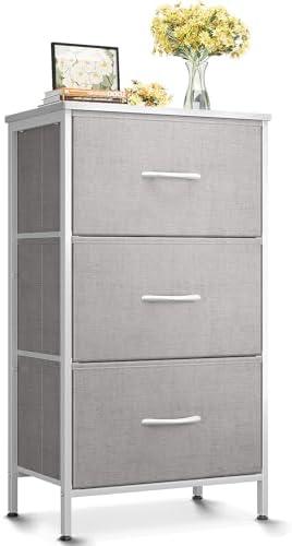 AODK Dresser for Bedroom Nightstand Small Dressers Chest of Drawers End Table for Living Room, Closet Dresser with 3 Storage Drawers Organizer Clothes, Light Grey