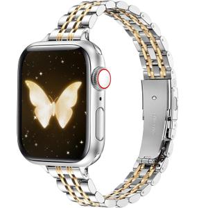 Watch Bands for Apple Watch Women 49mm/45mm/44mm/42mm/46mm(Series 10) Stylish Zircon Bracelet Elastics Jewelry Strap Metal Chain for iWatch Series 10 9 8 7 6 5 4 3 2 1 Ultra 2/1 SE