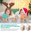 DoubleFill 36 Pcs Wooden Christmas Gingerbread House Craft Kit for Kids Make You Own 3D Christmas House with Twine DIY Xmas Village Craft to Paint and Build for Winter Art Party Gift Festival Decor