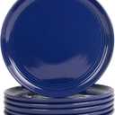 Double Line 8.25" Salad Plate, Set of 6, Cobalt Blue