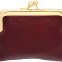 Coin Purse Vintage Bag Lock Wallet Buckle Kiss Lock change purse change holder wallet coin Leather coin wallet(B scarlet)