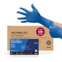 Ansell MICROFLEX SafeGrip SG-375 Extra Thick Disposable Latex Gloves for Life Sciences, Automotive w/Textured Fingertips - Small, Blue (Case of 500)