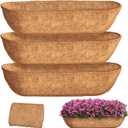 36 inch 3 Pack Trough Coco Liners, Natural Coconut Coir Fiber for Wall Basket Planters, Window Box Liners, Garden Planter Baskets, Fence Flower Baskets (3 Pack, 36 inch)
