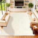 Washable Rug 8x10 Area Rugs for Living Room - Stain Resistant Non-Slip Backing Boho Rug for Bedroom,Durable & Ultra-Thin Vintage Large Area Rug(8x10,White)