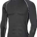 EALER Hockey Compression Shirt with Neck Guard, Neck Protect Long Sleeve Shirt (Medium)