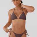 Cheeky Triangle Bikini Sets for Women Sexy String Bathing Suit 2 Piece (Brown, L)