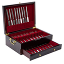 GENRICE Wooden Silverware Chest without Silverware Double-layer, Silverware Box Storage for Silver, Silverware Case with Handle and Felt Lined