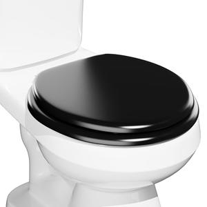 Round Black Slow Close Toilet Seat, Heavy Duty Wood Toilet Seat with Baked Enamel Finish, Support 400 bls, Toilet Lid with Soft Close Zinc Alloy Hinges, Grip-Tight Bumpers, Easy Clean, Quick-Assembly