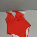 AI'MAGE Women Ribbed One Piece Swimsuit 2025 Swim Suits V Neck Bathing Suits High Cut Adjustable Strap Monokini Swimwear Red M