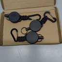 Retractable Keychain 3 Pack Heavy Duty Carabiner Badge Holder Extendable Reel ID Badge Holders Retractable for Keys Ring with 60 cm Steel Cord and Lanyard (Black)