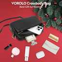 VOROLO Crossbody Bag Small Leather Triple Zip Crossbody Purse Shoulder Bag with Ajustable Strap for Women Matte Black