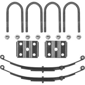 Single Trailer Leaf Spring 4 Leaf Double Eye 1750 lbs Cap for 3500 lbs Axle Suspension & U-Bolt kit, 25-1/4" Length fits for SW4B - Set 2