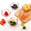 WHJY 8 pack Cute Sauce Dishes Glass Dish Set for Soy Sauce Snacks Tea Bag Mini Glass Bowls Clear Pink Cherry Blossom Soy Sauce Dishes