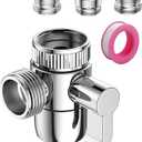 Faucet Diverter Valve with Aerator, 3-Way Diverter Valve for Hand Held Shower, Sink Faucet Splitter for Kitchen and Bathroom, with 55/64'', 15/16'', G1/2 Adapters