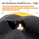 Activity Play Cat Mat, Play Bag for Cat with 4 Holes, Durable Play Rug for Cats, Collapsible Fun Interactive Training Toys Mat for Cats Diameter 16 in, Length 24 in