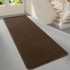 2x6 Feet Runner Rugs for Hallway, Brown Modern Soft Bedroom Bedside Rug, Low Pile Non Slip Memory Foam Rugs, Washable Fluffy Carpet for Entrance Kitchen Laundry Living Room Decor