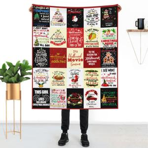Christmas Plaid Throw Blanket Christmas Movies Watching Blanket Soft Warm Cozy Fleece Flannel Blanket Fall Microfiber Blanket for Couch Sofa Bed (Christmas,40x50Inch)