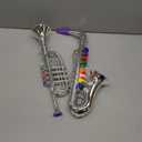 Lewtemi Set of 2 Musical Instruments Include Toy Trumpet and Saxophone Set Plastic Trumpet Educational Christmas Toy Home School Music Gift, Color Keys (Silver)