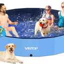 VISTOP Jumbo Foldable Dog Pool, Hard Plastic Shell Portable Swimming Pool for Dogs Cats and Kids Pet Puppy Bathing Tub Collapsible Kiddie Pool (97inch.D x 15.7inch.H, Blue)