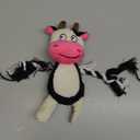 Plush Dog Chew Toys,Squeaky Dog Toys for Aggressive Chewers, Stuffed Animals Dog Toys for Small Medium Large Dogs to Keep Them Busy Puppy Teething Toys（Cow）