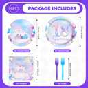 Grencian 96Pcs 18th Birthday Decorations Iridescent 18th Birthday Party Plates Disposable Happy 18 Bir-thday Paper Tableware Set for Teen Girls 18 Years Old Party Supplies Serves 24