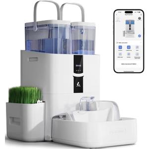 Automatic Cat Water Fountain 10L/338 oz Self Filling, Pet Drinking Fountains Dogs, Smart Bowl 5G WiFi Filtered Water Dispenser Easy Cleaning Oxygen-Rich, Wastewater Separate, No Slime, Quiet