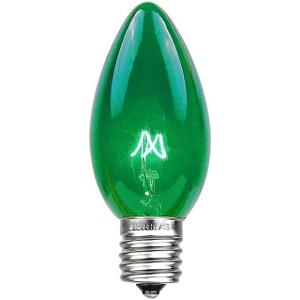 Novelty Lights Christmas Replacement Bulbs - Outdoor Individual Bulbs for Events, Holiday Parties, Patios, and More - C7/E12 Candelabra Base, 5 Watt Lights (Green, 25 Pack)