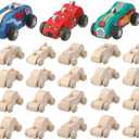 Zhanmai 24 Pieces Wooden Cars to Paint Wood DIY Car Toys Unfinished Wooden Cars Unfinished DIY Crafts for Students Home Activities Easy Woodworking and Family Time Set