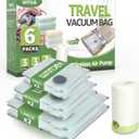 6 Packs Vacuum Bags for Travel with Rechargeable air Pump, 3 Sizes Vacuum Seal Bags for Clothing, Space-Saving Compression Storage Bags for Travel & Closet Organization