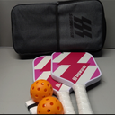 Carbon Fiber Pickleball Paddles Set of 2 - Carbon Fiber & Fiberglass Hybrid Face with Polypropylene Honeycomb Core, Cushion Grip and Carry Bag 