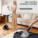 DUMOS Garment Steamer for Clothes Standing, 1500W Efficient Clothes Steamer Standing, 1.7L Water Tank for 55 Min Continuous Steaming with Wheels, Professional Fast Heating Wrinkle Remover
