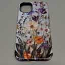 LUHOURI for iPhone 14 Plus Case,Wireless Charging Compatible,Dual-Layer - Soft Silicone Inner + Hard Outer Shell,Cute Wildflower Design,Protective Phone Cover for Women - Marble Pressed Flowers