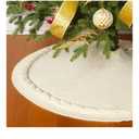 Sattiyrch Christmas Tree Skirt 48 in, Luxury Cable Knit Knitted Thick Rustic Xmas Holiday Decoration,Cream