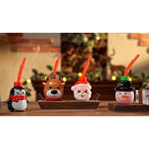 Sliner 12 Pack Christmas Party Favor Gift Cups with Straws and Lids,10 oz Christmas Plastic Cups Cute Santa Claus Elk Snowman for Winter Xmas Holiday Birthday Party Gifts Supplies