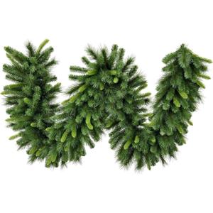 Vickerman 9' x 14" Bangor Mixed Pine Artificial Christmas Garland with 255 PVC Tips - 9 Foot Christmas Garland - Unlit 9ft Garland - Lush 9ft Pine Garland (Green)