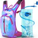 Nepest Hydration Pack Backpack for Women & Men, Lightweight Water Backpack with 2L Water Bladder for Hiking Cycling Running Biking (Holographic - Pink)