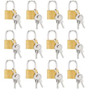 Juvale Luggage Locks with Keys - Mini Lock for Diaries & Jewelry Boxes - Travel Security for Suitcases & Bags - 12 Pack, 0.7 x 1.2 x 0.25 in, Gold & Silver