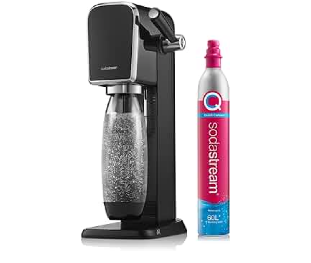 SodaStream Art Sparkling Water Maker (Black) with CO2 and Dishwasher Safe Bottle