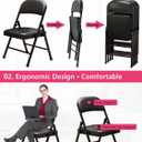 1 Pack Bulk Folding Chairs with Padded Cushion, Single Black Steel Metal Frame Foldable Chair for Indoor and Outdoor, Portable Stackable Commercial Seat for Bedroom Patio Party Event