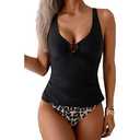 EoMenie Women's Tankini Swimsuits Twist Front Tummy Control High Waisted Bikini Sets Two Piece Bathing Suits XL