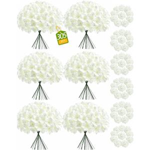 305PCS Ivory Hydrangea Artificial Flowers Bulk with Stems, Silk Fake Hydrangea Heads for Wedding Centerpieces, Home Decor, Outdoor Party, Table Arrangements, DIY, Bouquet