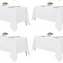 Fitable White Rectangle Tablecloths for 6 Foot Tables, 4 Pack - 70 x 108 Inches - Stain Resistant and Washable Table Clothes, Polyester Fabric Table Covers for Wedding, Party, Banquet, Buffect