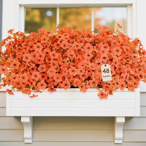 Alupssuc 48 Bundles Artificial Mums Flowers for Outdoors Decoration, UV Resistant Silk Violet Faux Colorful Violet Eucalyptus Fall Fake Plants for Outside Indoor Yard Home Patio Porch Decor, Autumn