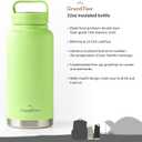 GRANDTIES 2 Lids Sports Stainless Steel Water Bottles – Wide Mouth Vacuum Insulated Reusable Leak Proof BPA-Free Travel Metal Canteen, Thermal Bottles for Men Women Gym (Fresh Mint 32 oz)