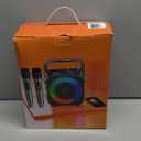 Karaoke Machine, Portable Bluetooth Speaker with 2 Wireless Microphones for Adults & Kids with Lights, Karaoke Microphone with PA System Supports USB/TF/FM/AUX for Home Party Home System Packages (Black)