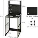 KirKical Kitchen Bakers Racks with Storage, Mini Fridge Stand, Utility Storage Shelf, Coffee Bar Table Microwave Oven Stand with Mini Fridge Space for Home Kitchen Dorm, Black, 23 inches x 22 inches x 41 inches