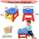 Kids Folding Step Stool for Toddlers Bathroom Sink Safety Lock to Stable1 Pack, Red+Blue