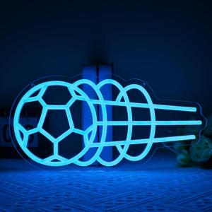 Soccer Neon Sign Dimmable Blue Soccer Led Neon Sign for Wall Decor, Football LED Neon Light for Bedroom Birthday Party Man Cave College Dorm Club, Sports Signs Gifts for Boy